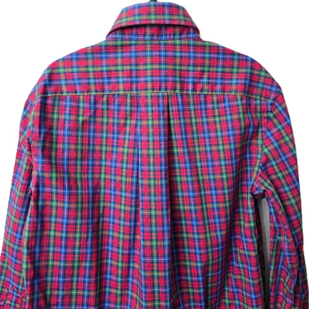 Ralph Lauren Preppy Plaid Shirt 8 Boy Embroidered Logo Red Blue Green School BTS